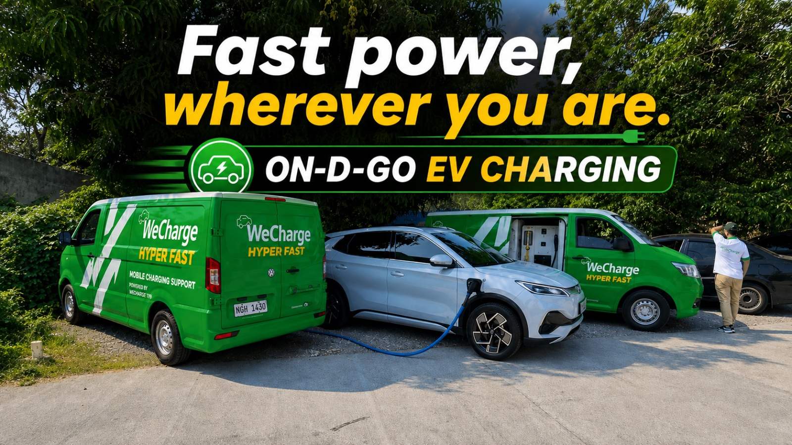 WeCharge On-The-Go EV Charger in use